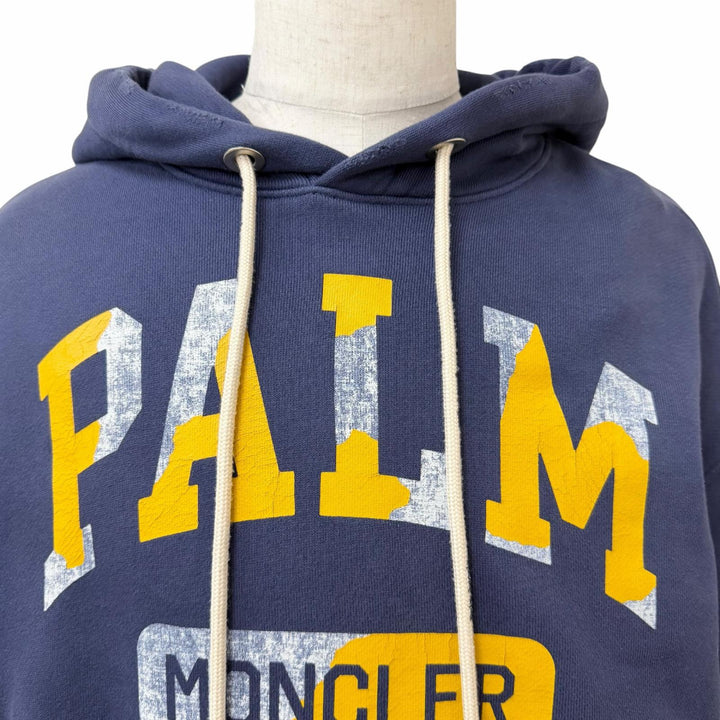 Pristine MONCLER GENIUS 8 Palm Angels hoodie Damage processing Navy