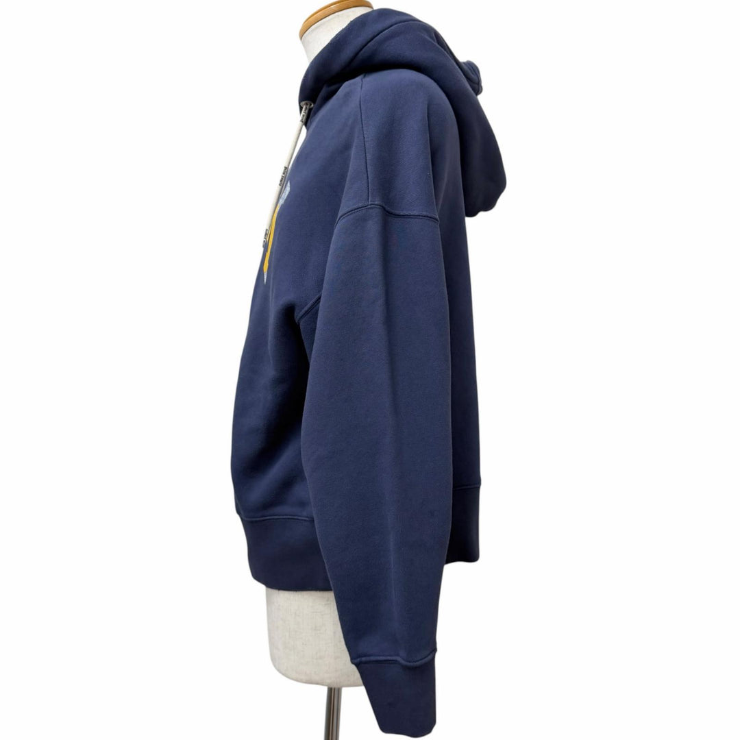 Pristine MONCLER GENIUS 8 Palm Angels hoodie Damage processing Navy