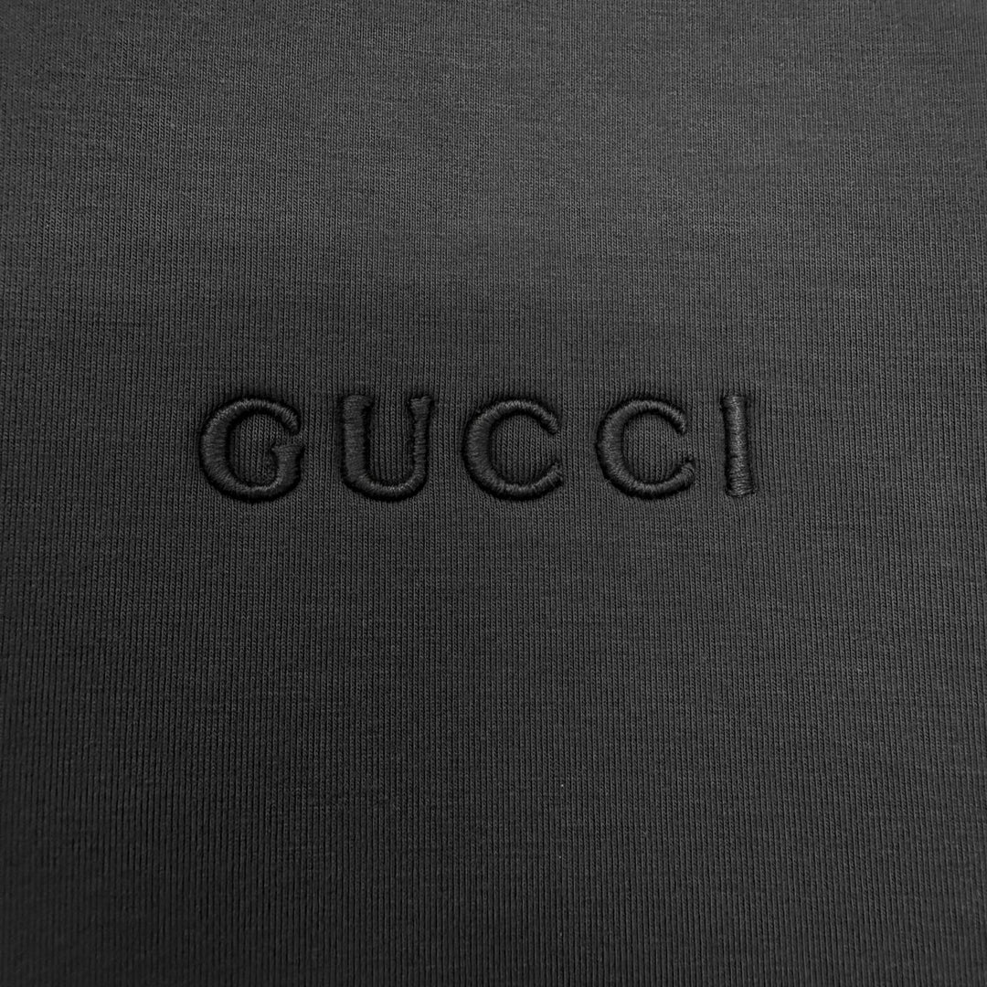 Excellent GUCCI hoodie Logo embroidered jersey pullover black