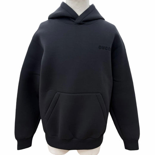 Excellent GUCCI hoodie Logo embroidered jersey pullover black
