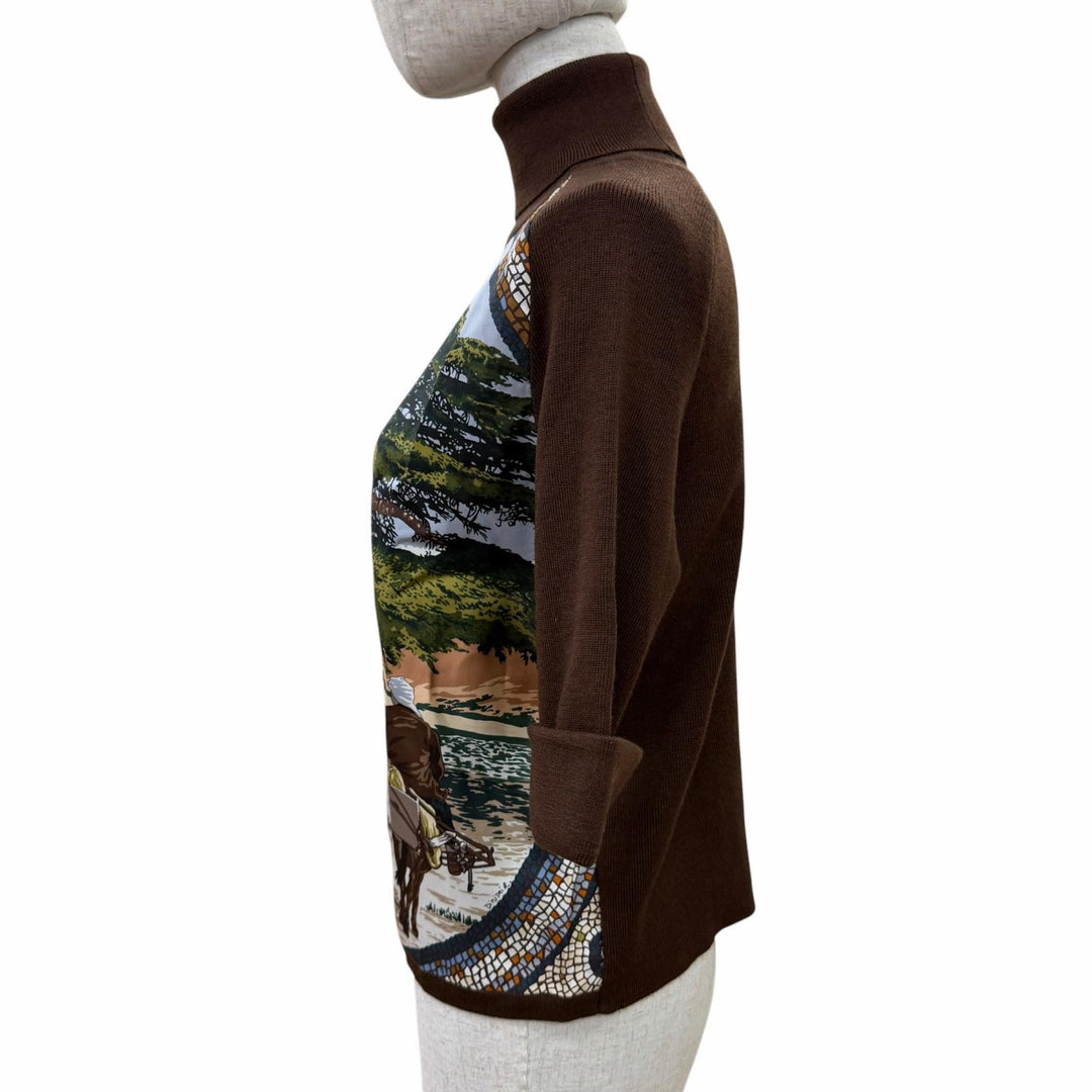 Great HERMES Short sleeve knit SOUS LE CEDRE Margiela period twill silk 42