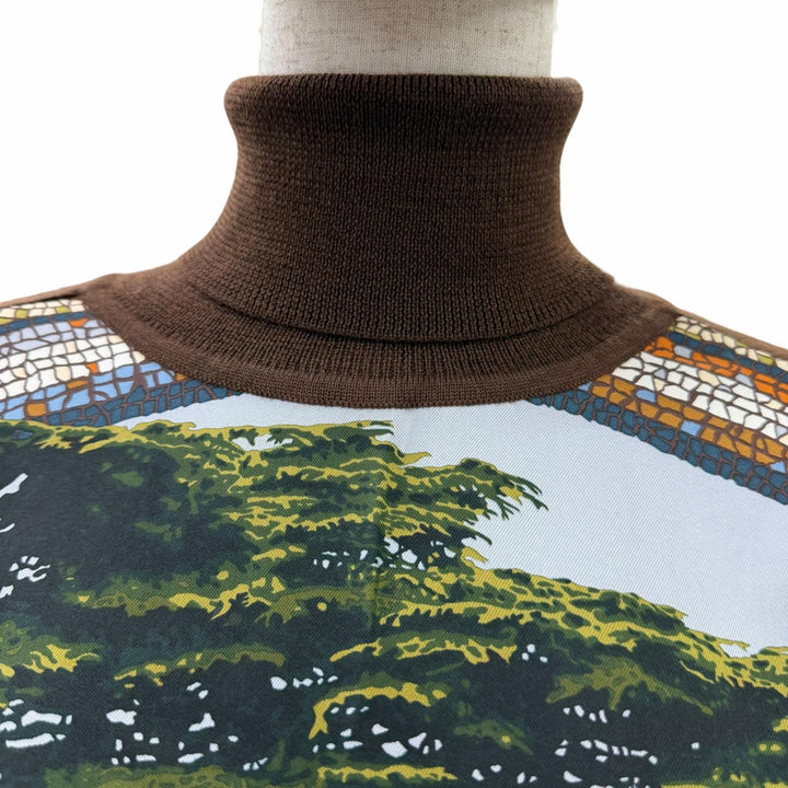 Great HERMES Short sleeve knit SOUS LE CEDRE Margiela period twill silk 42