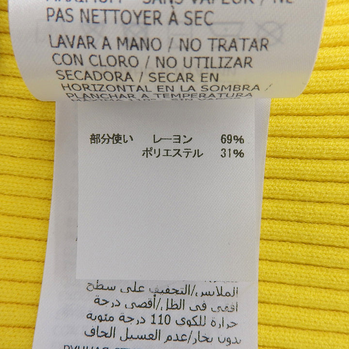 Excellent GUCCI Short sleeve knit Web stripe cropped V-neck yellow XS 756271