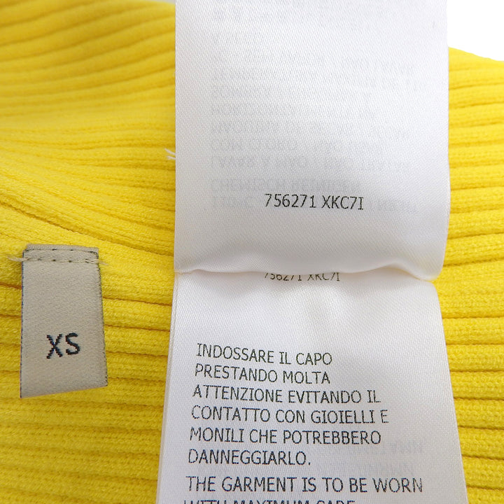 Excellent GUCCI Short sleeve knit Web stripe cropped V-neck yellow XS 756271
