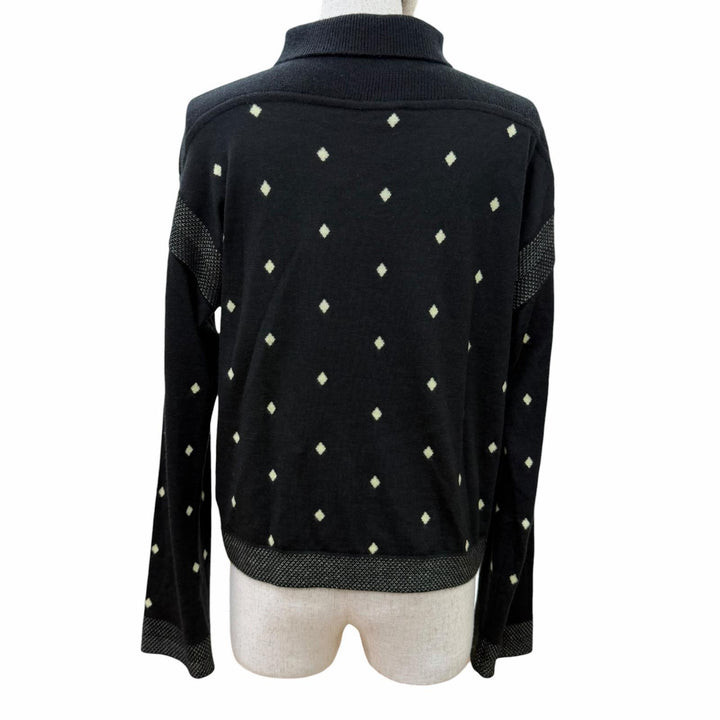 Pristine HERMES knit Twill Laine Long Sleeve black silk Women 36 2H2827DS