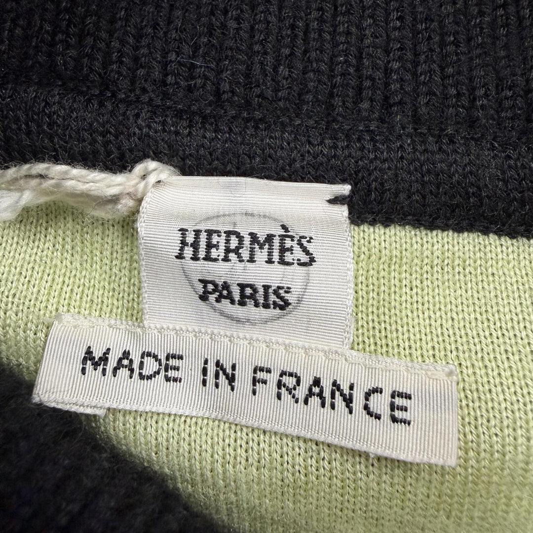 Pristine HERMES knit Twill Laine Long Sleeve black silk Women 36 2H2827DS