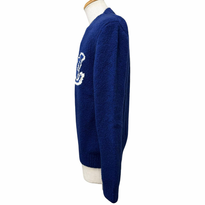 Pristine LOUIS VUITTON sweater LV Intarsia Long Sleeve blue wool mens S