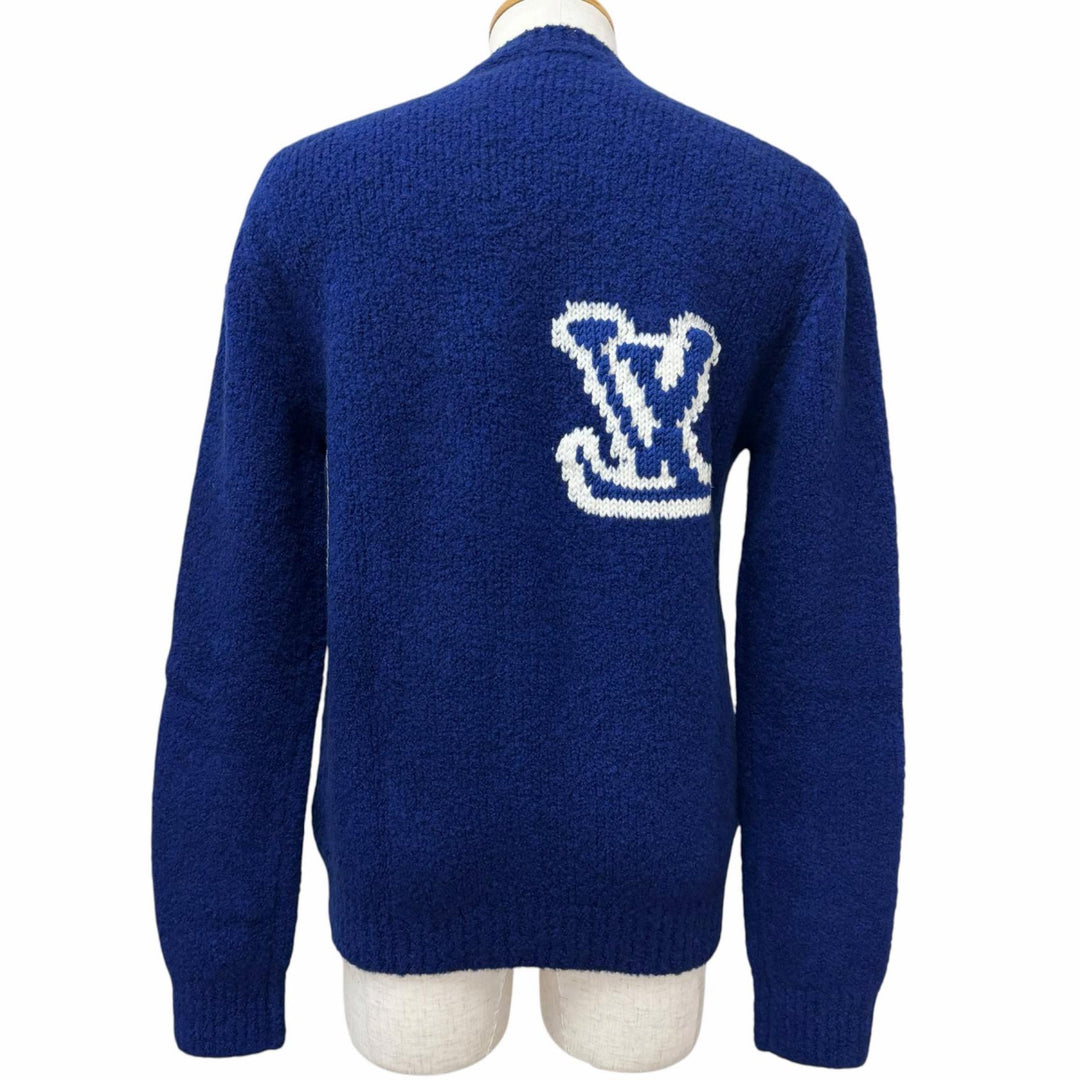 Pristine LOUIS VUITTON sweater LV Intarsia Long Sleeve blue wool mens S
