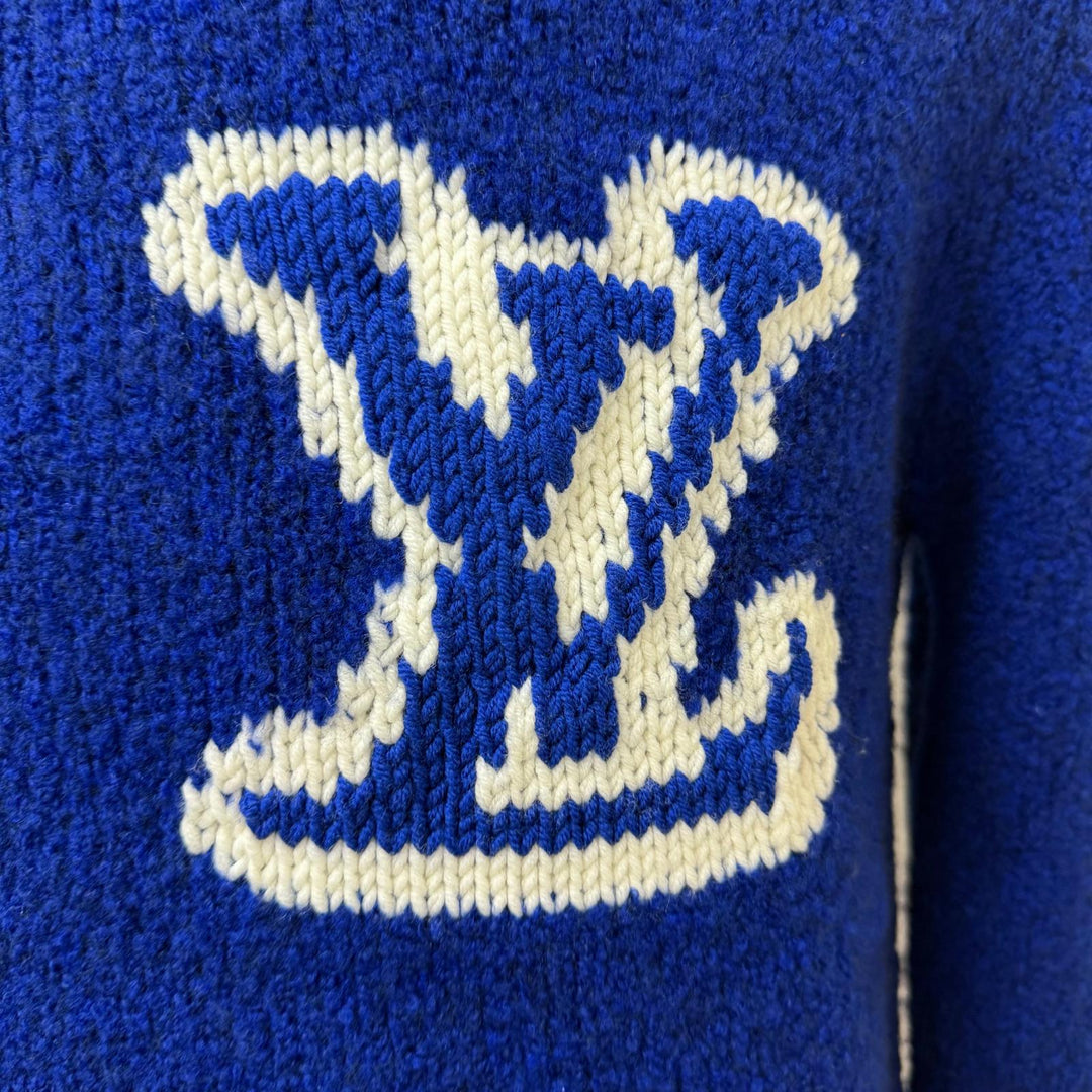 Pristine LOUIS VUITTON sweater LV Intarsia Long Sleeve blue wool mens S