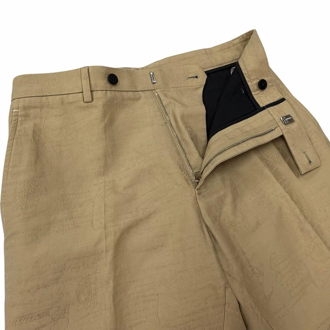 Excellent BERLUTI slacks Calligraphy embroidered pants beige cotton mens 48