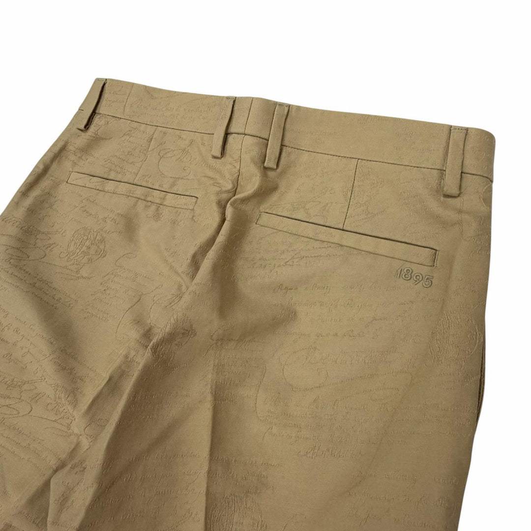 Excellent BERLUTI slacks Calligraphy embroidered pants beige cotton mens 48
