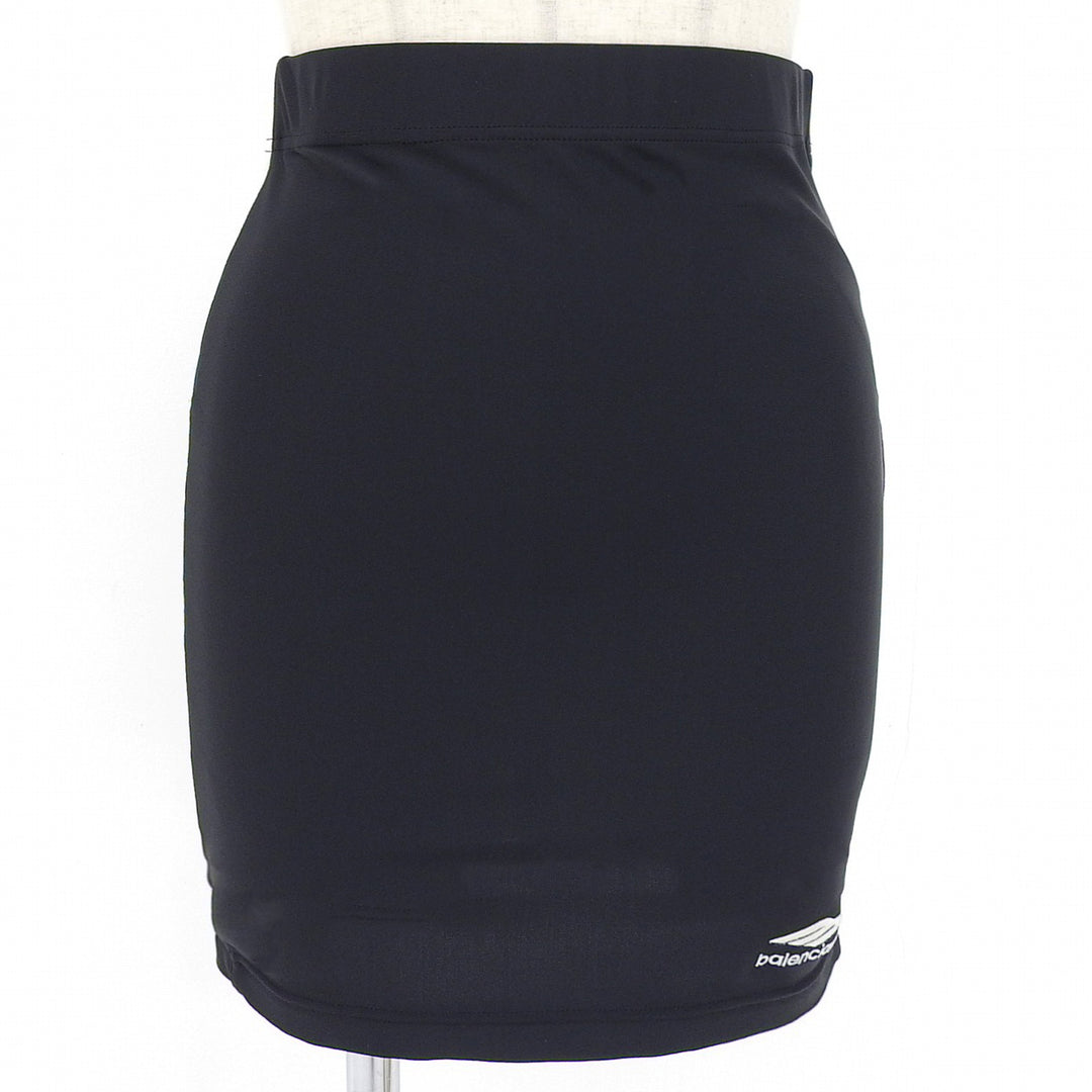 Excellent BALENCIAGA skirt Logo embroidered tracksuit mini black 698763 TYK07