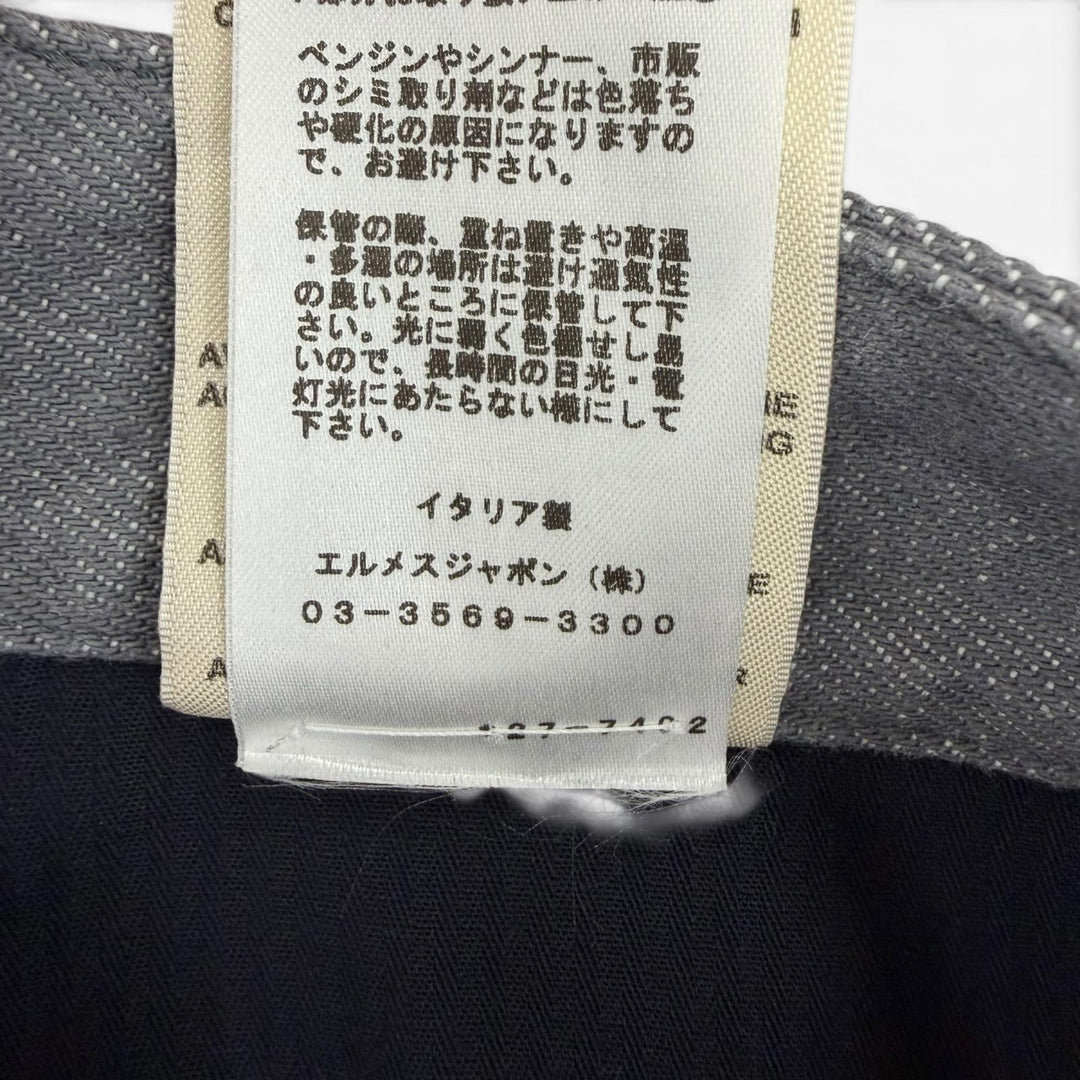 Excellent HERMES Denim pants Serie buttons, logo leather, button fly. gray 42