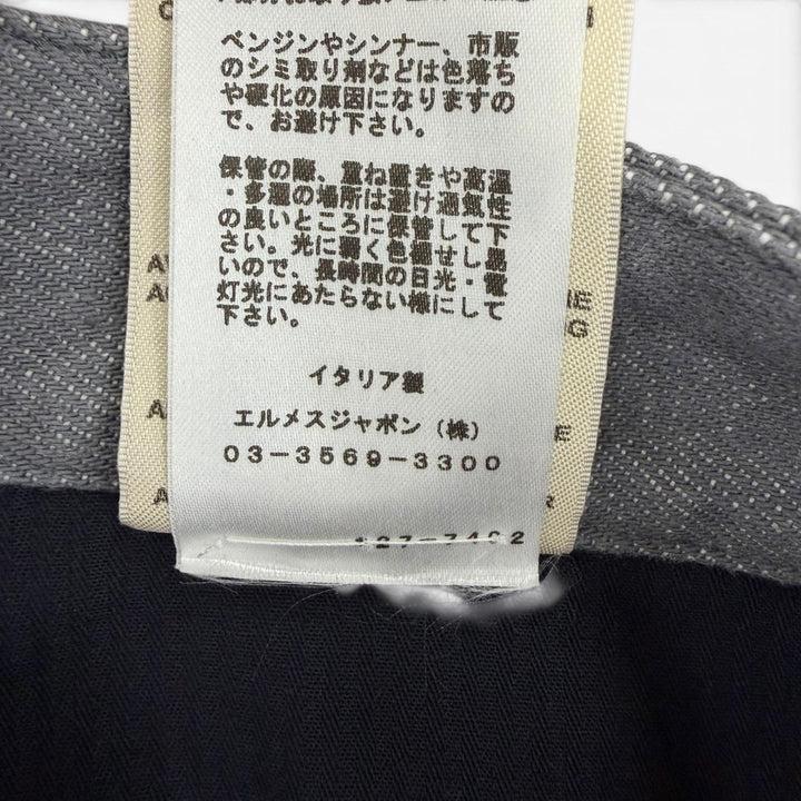Excellent HERMES Denim pants Serie buttons, logo leather, button fly. gray 42