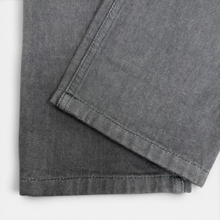 Excellent HERMES Denim pants Serie buttons, logo leather, button fly. gray 42