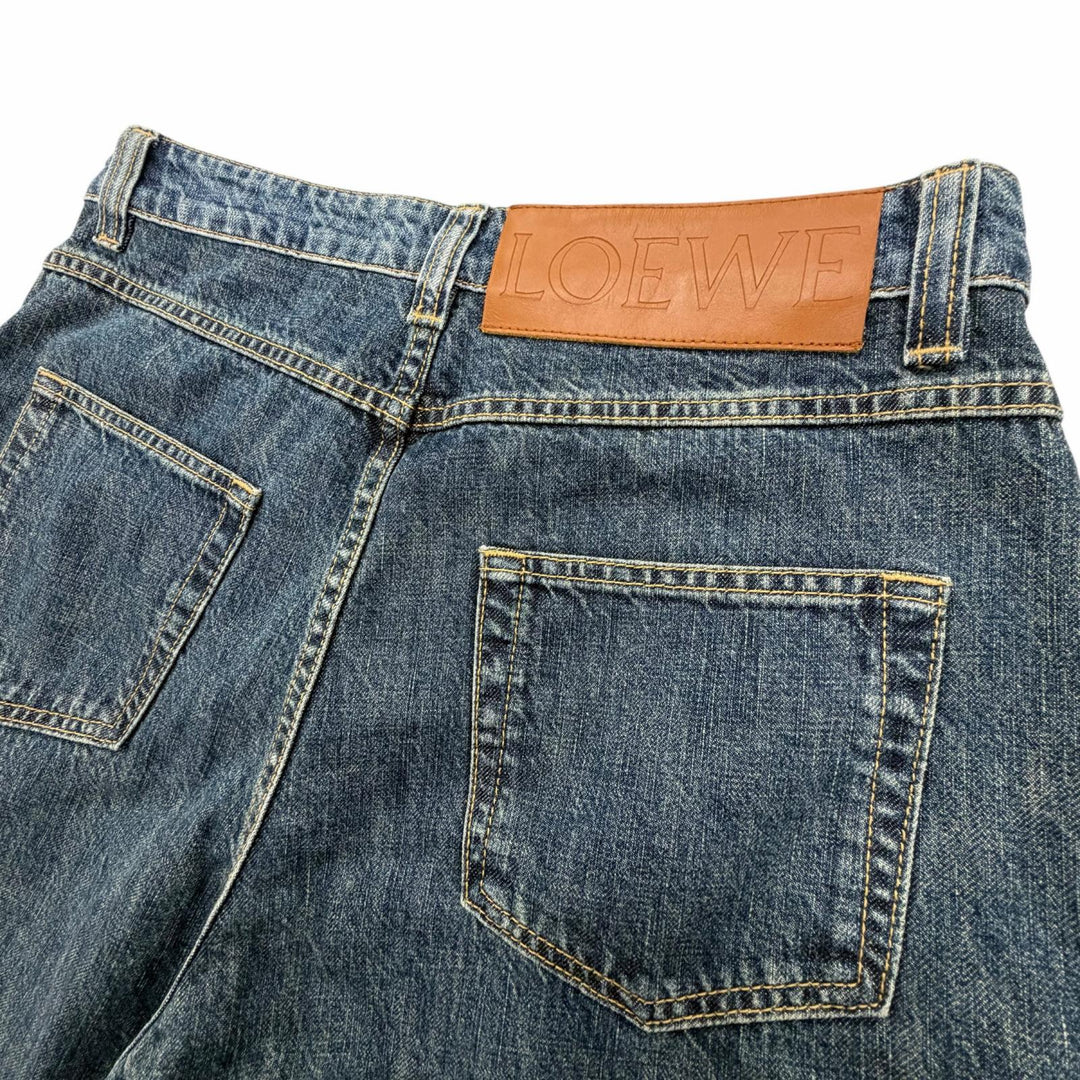 Great LOEWE Denim pants With leather patch blue cotton mens 46 H2102660IB