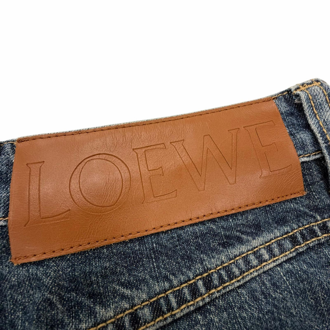 Great LOEWE Denim pants With leather patch blue cotton mens 46 H2102660IB