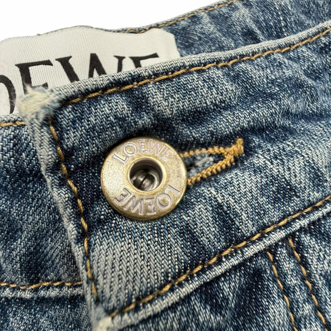 Great LOEWE Denim pants With leather patch blue cotton mens 46 H2102660IB