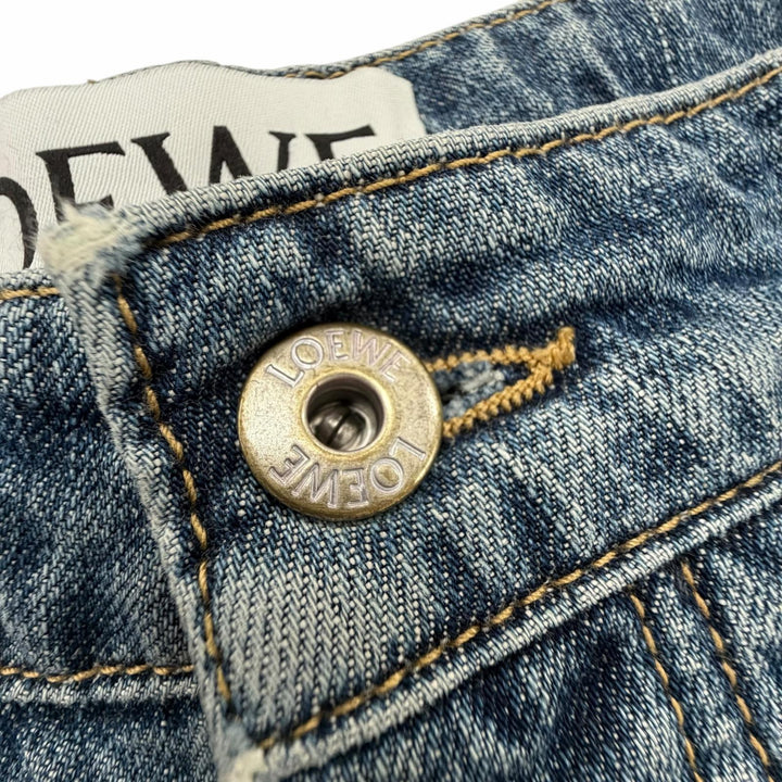 Great LOEWE Denim pants With leather patch blue cotton mens 46 H2102660IB