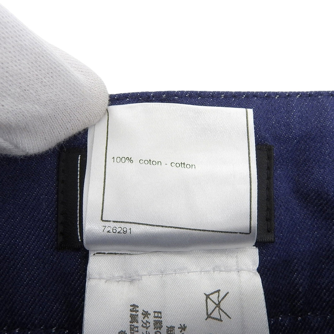 Great CHANEL Pants Logo Metal Denim Indigo cotton Women 38 04A P24442