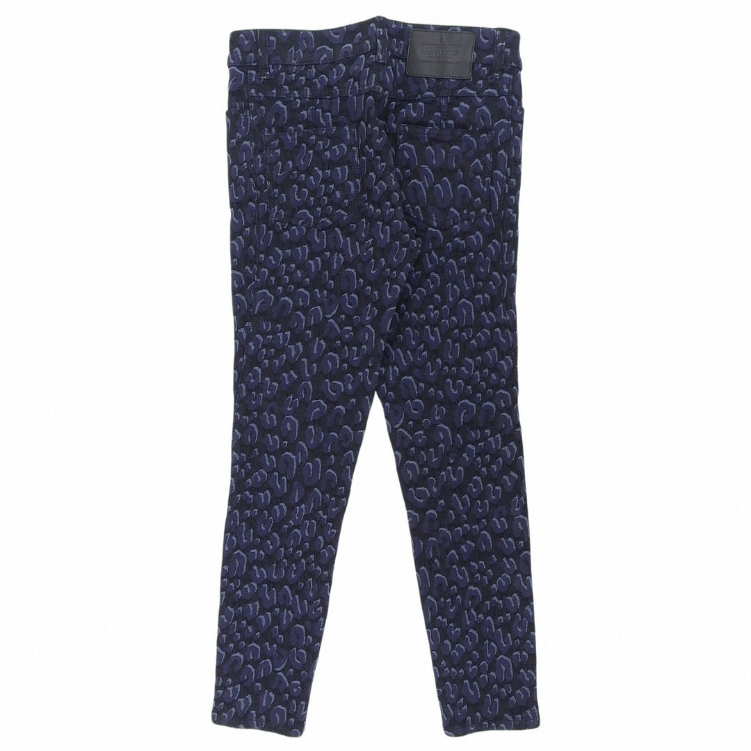 Great LOUIS VUITTON Pants Side-zip leopard skinny jeans black cotton Women 38