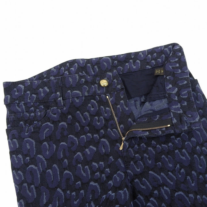 Great LOUIS VUITTON Pants Side-zip leopard skinny jeans black cotton Women 38