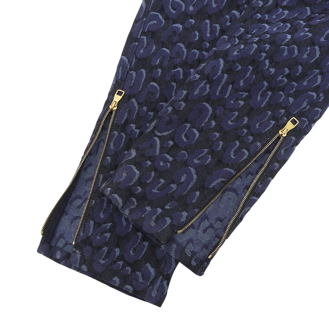 Great LOUIS VUITTON Pants Side-zip leopard skinny jeans black cotton Women 38