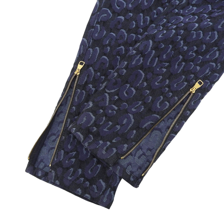 Great LOUIS VUITTON Pants Side-zip leopard skinny jeans black cotton Women 38