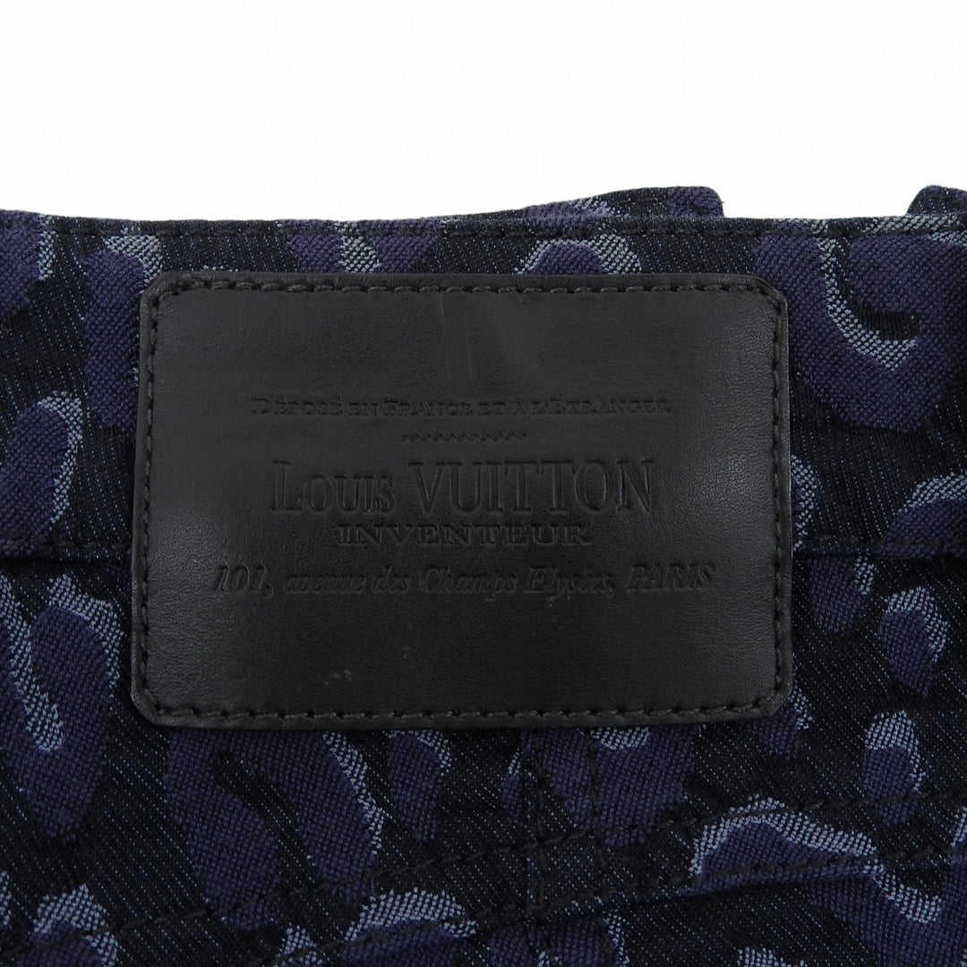 Great LOUIS VUITTON Pants Side-zip leopard skinny jeans black cotton Women 38