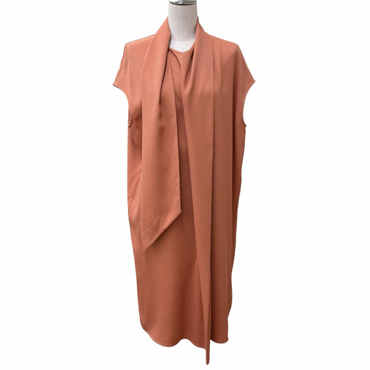 Excellent HERMES one piece Sleeveless top with tie Coral system Rayon Women 38
