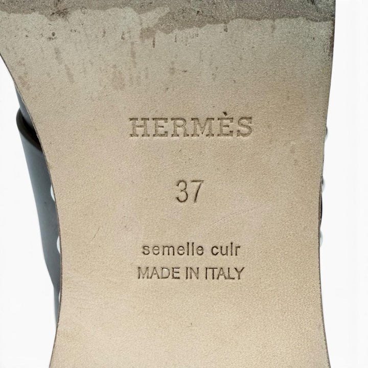 Great HERMES Sandals Karya Sabo H design Brown leather Women 37 211263Z