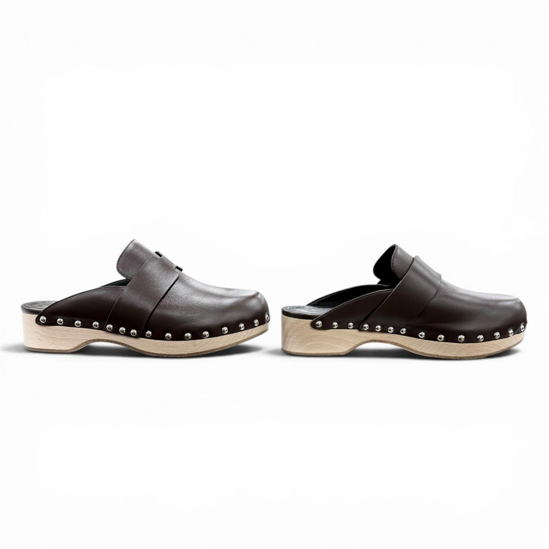 Great HERMES Sandals Karya Sabo H design Brown leather Women 37 211263Z