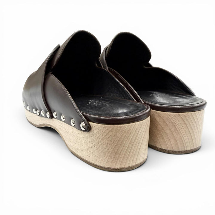 Great HERMES Sandals Karya Sabo H design Brown leather Women 37 211263Z