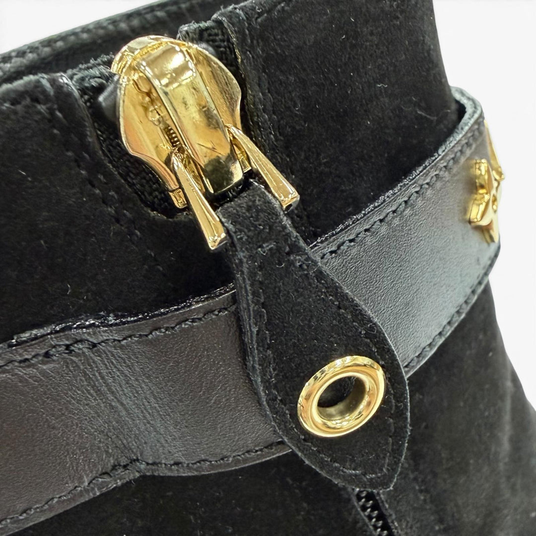 Great LOUIS VUITTON short boots black Suede leather Women 36.5