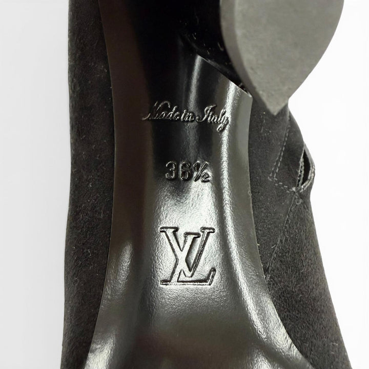 Great LOUIS VUITTON short boots black Suede leather Women 36.5