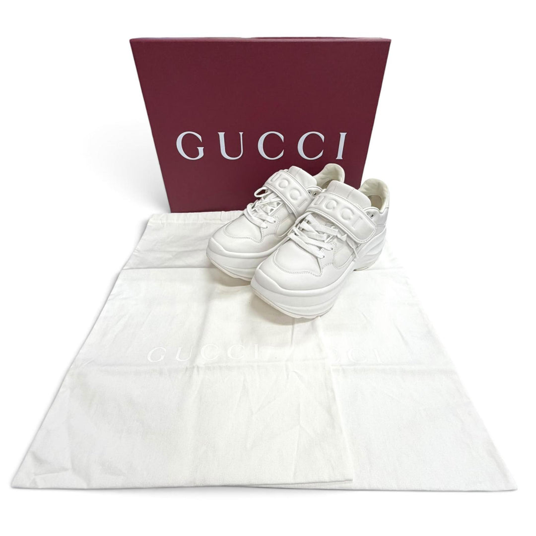 Great GUCCI sneakers Logo Platform Wave Leather white leather Women 36.5 805708