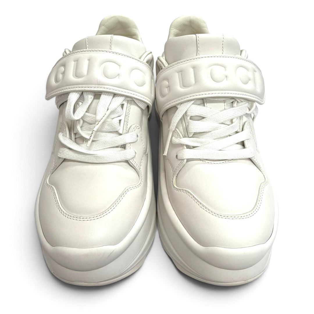 Great GUCCI sneakers Logo Platform Wave Leather white leather Women 36.5 805708