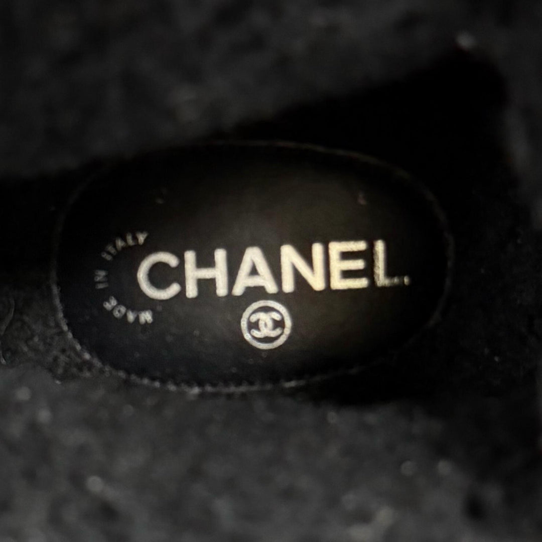 Great CHANEL short boots Coconeige black Suede leather Women 36 G37813