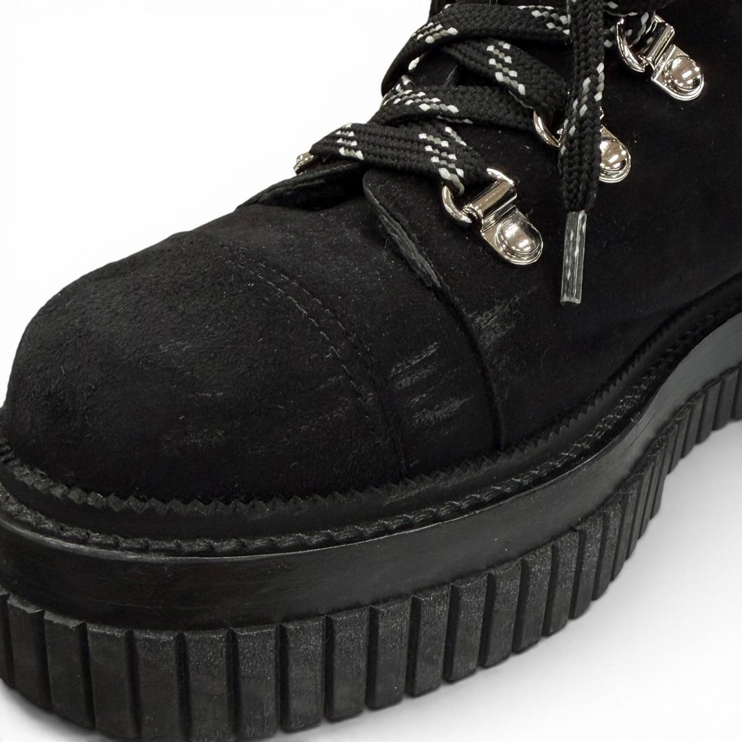 Great CHANEL short boots Coconeige black Suede leather Women 36 G37813