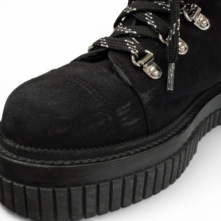Great CHANEL short boots Coconeige black Suede leather Women 36 G37813