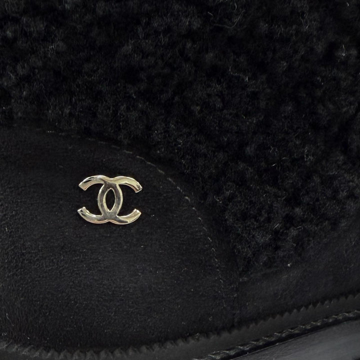 Great CHANEL short boots Coconeige black Suede leather Women 36 G37813