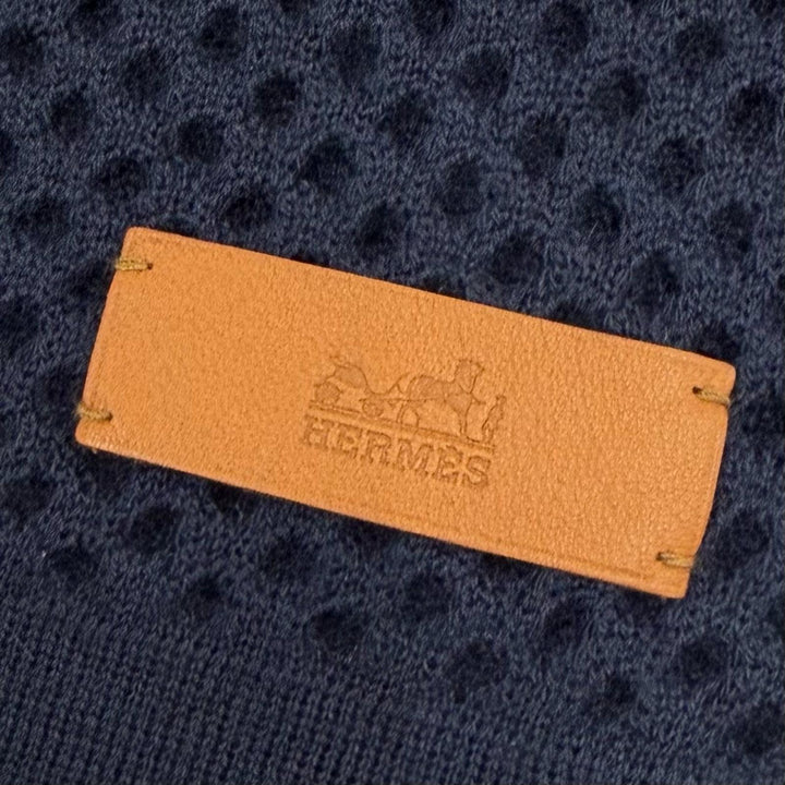 Excellent HERMES Scarf Mesh Stole Navy cashmere mens