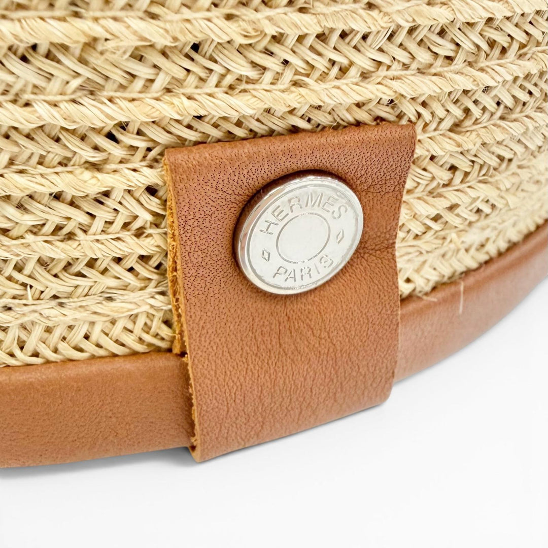 Excellent HERMES Casquette Galance Rodeo Serie buttons, leather trim Hemp 57