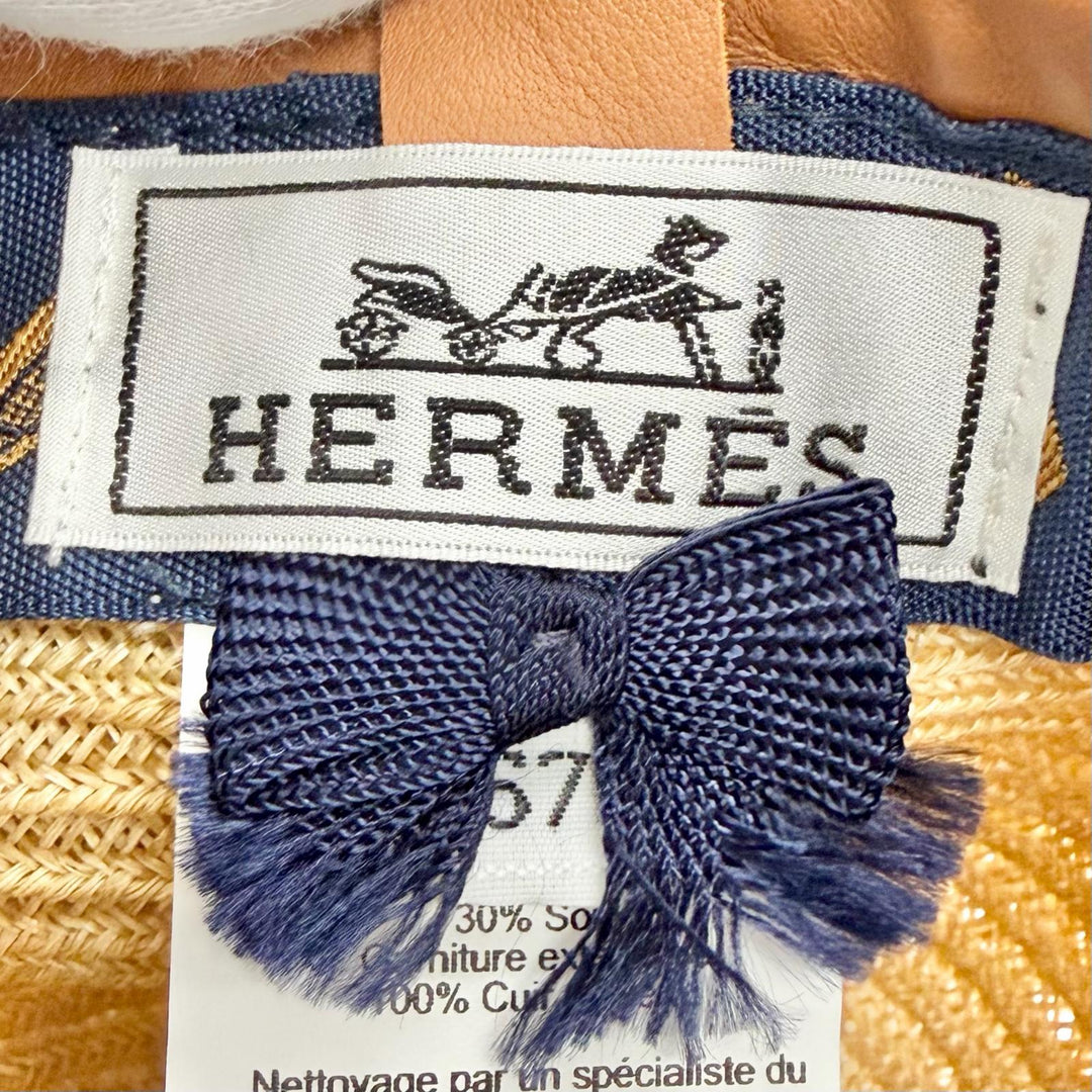Excellent HERMES Casquette Galance Rodeo Serie buttons, leather trim Hemp 57