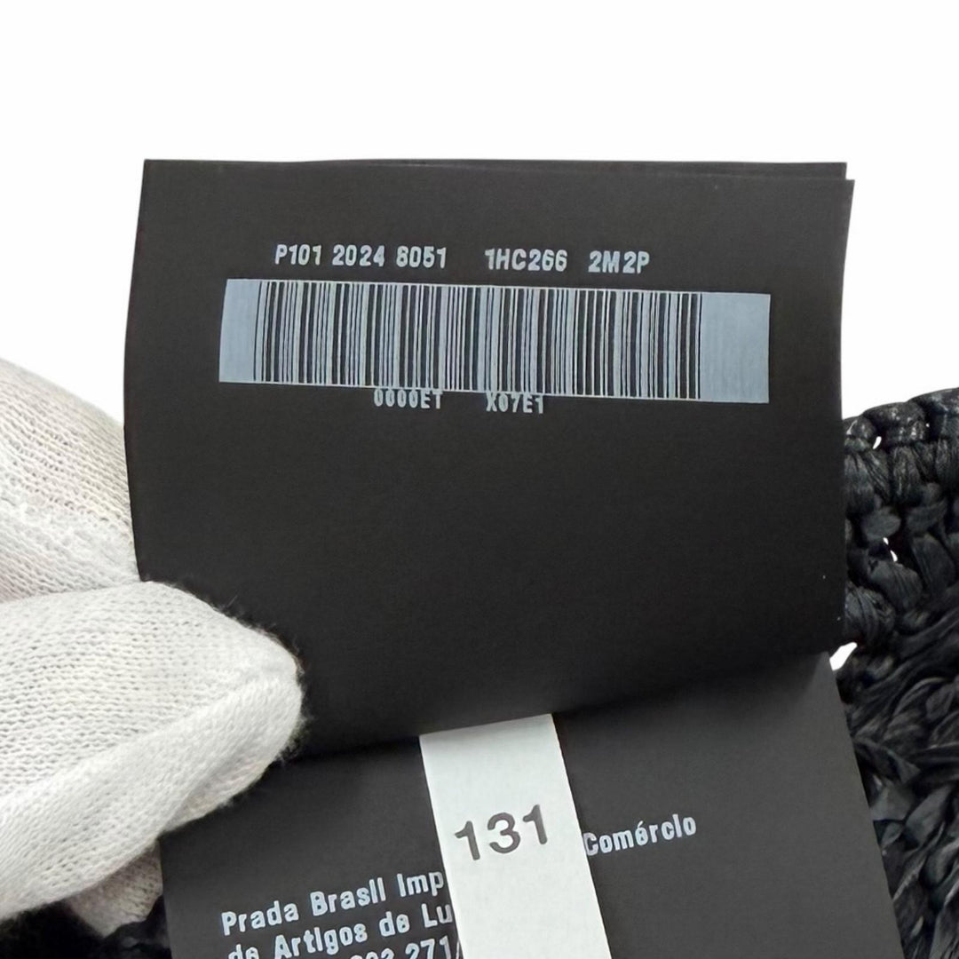 Excellent PRADA beret Logo-emblazoned crochet black Viscose Women L 1HC266