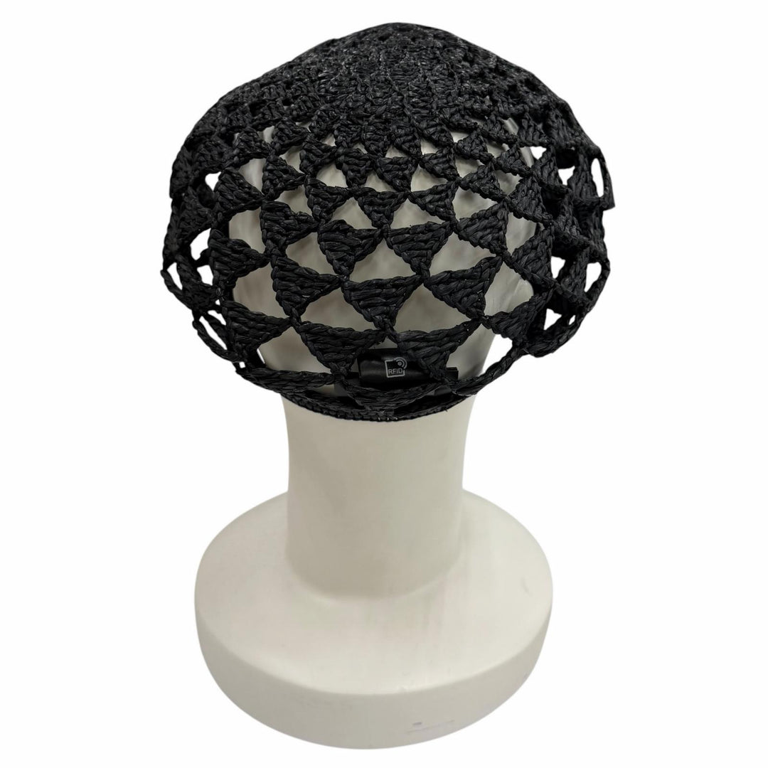 Excellent PRADA beret Logo-emblazoned crochet black Viscose Women L 1HC266