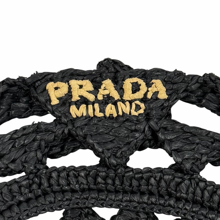 Excellent PRADA beret Logo-emblazoned crochet black Viscose Women L 1HC266