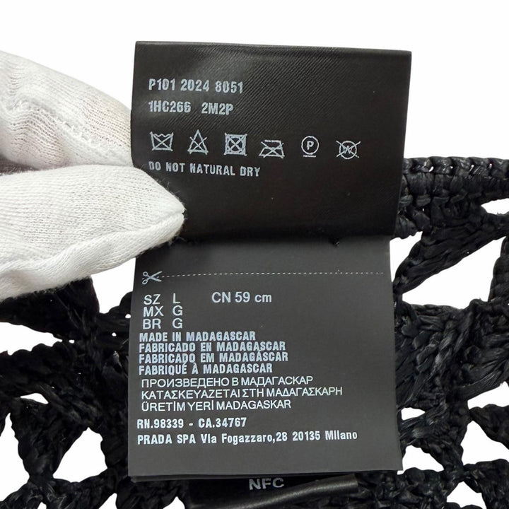 Excellent PRADA beret Logo-emblazoned crochet black Viscose Women L 1HC266