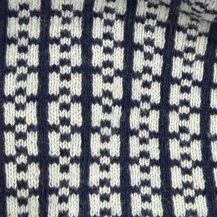 Excellent HERMES Knit cap H232019N H-pattern Hope Beanie Navy cashmere Women M
