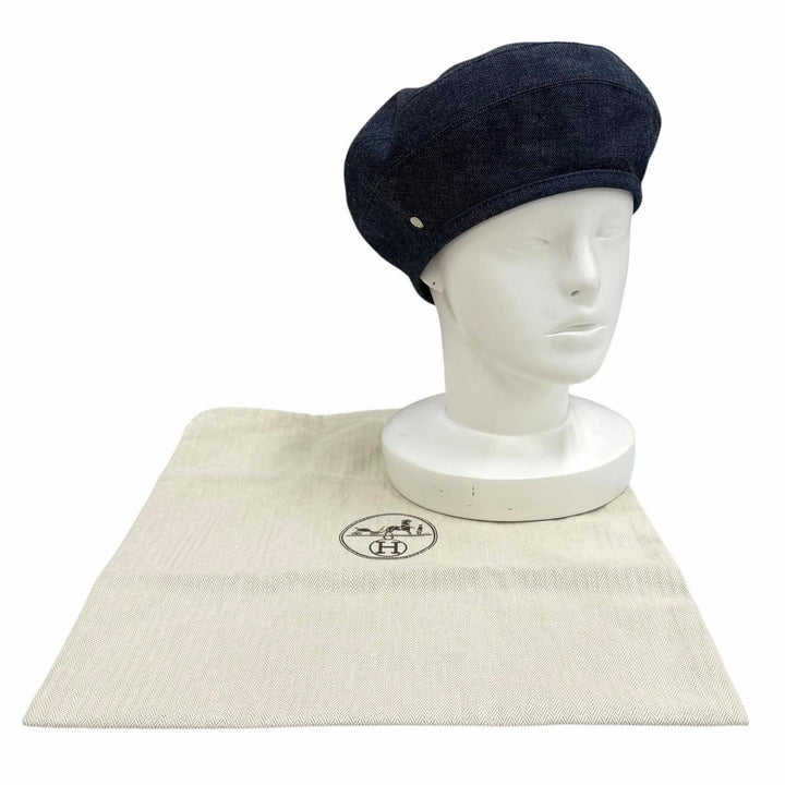 Great HERMES beret Indigo cotton Women 56 H221017N